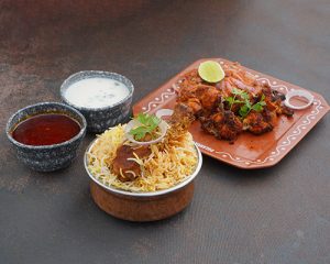 Mini Chicken Biryani + Mini Chicken Village Kebab + Dal + Phulka